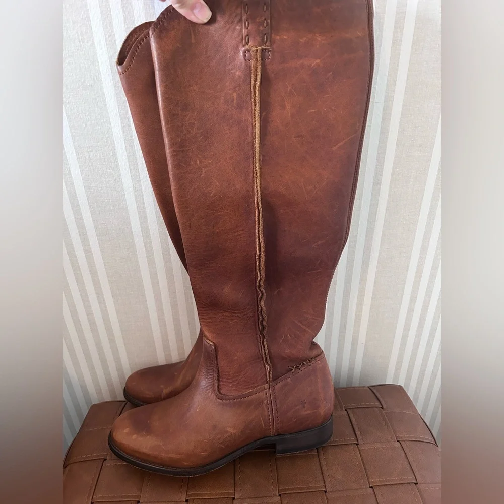 Frye Cara Tall Leather Boot Cognac Brown Riding Boot Women’s Size 8 Equestrian